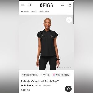 FIGS Rafaela Oversized Scrub Top — Black